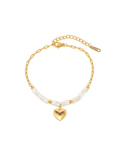 Titanium Steel Jewelry Shell Bead Heart Pendant Fashion Wholesale Women Stainless Steel Bracelet