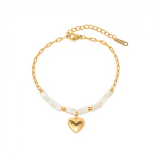 Titanium Steel Jewelry Shell Bead Heart Pendant Fashion Wholesale Women Stainless Steel Bracelet
