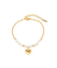 Titanium Steel Jewelry Shell Bead Heart Pendant Fashion Wholesale Women Stainless Steel Bracelet