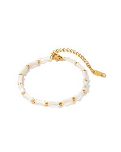 Titanium Steel Jewelry White Shell Slub Molding Fashion Wholesale Women Stainless Steel Bracelet