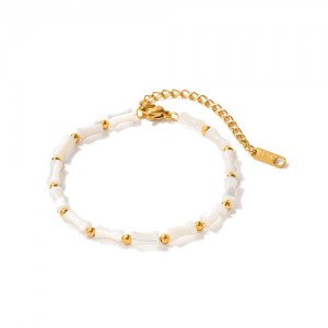 Titanium Steel Jewelry White Shell Slub Molding Fashion Wholesale Women Stainless Steel Bracelet