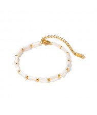 Titanium Steel Jewelry White Shell Slub Molding Fashion Wholesale Women Stainless Steel Bracelet