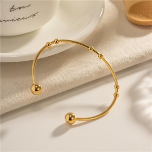 Titanium Steel Jewelry Retro Golden Open-end Bangle Fashion Wholesale Women Stainless Steel Bracelet
