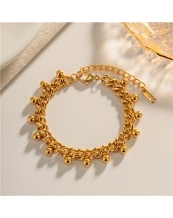Titanium Steel Jewelry Golden Beads Thick Chain Fashion Wholesale Women Stainless Steel Bracelet