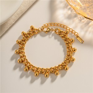 Titanium Steel Jewelry Golden Beads Thick Chain Fashion Wholesale Women Stainless Steel Bracelet