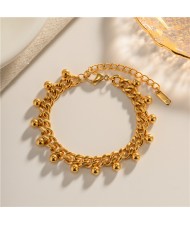 Titanium Steel Jewelry Golden Beads Thick Chain Fashion Wholesale Women Stainless Steel Bracelet