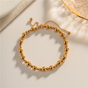 Titanium Steel Jewelry Big and Small Beads Chain Fashion Wholesale Women Stainless Steel Bracelet