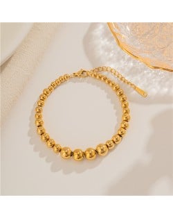 Titanium Steel Jewelry Golden Round Beads Fashion Wholesale Women Stainless Steel Bracelet