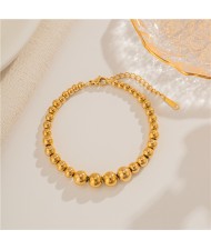 Titanium Steel Jewelry Golden Round Beads Fashion Wholesale Women Stainless Steel Bracelet