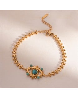 Titanium Steel Jewelry Blue Eye Lace Chain Fashion Wholesale Women Stainless Steel Bracelet