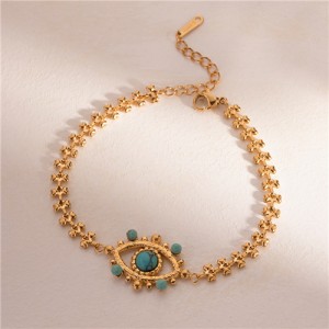 Titanium Steel Jewelry Blue Eye Lace Chain Fashion Wholesale Women Stainless Steel Bracelet