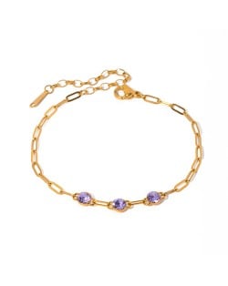 Titanium Steel Jewelry Cubic Zirconia Fashion Wholesale Women Stainless Steel Bracelet - Violet