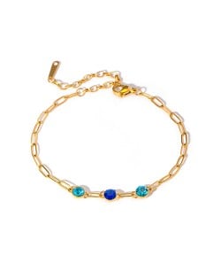 Titanium Steel Jewelry Cubic Zirconia Fashion Wholesale Women Stainless Steel Bracelet - Blue