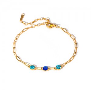 Titanium Steel Jewelry Cubic Zirconia Fashion Wholesale Women Stainless Steel Bracelet - Blue