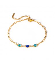 Titanium Steel Jewelry Cubic Zirconia Fashion Wholesale Women Stainless Steel Bracelet - Blue