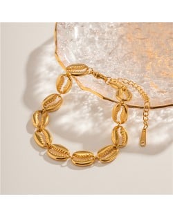 Titanium Steel Jewelry Fashion Golden Hollow Shell Wholesale Women Stainless Steel Bracelet