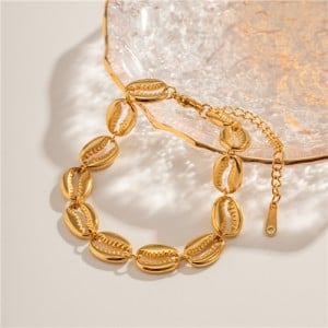 Titanium Steel Jewelry Fashion Golden Hollow Shell Wholesale Women Stainless Steel Bracelet