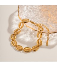 Titanium Steel Jewelry Fashion Golden Hollow Shell Wholesale Women Stainless Steel Bracelet