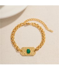 Titanium Steel Jewelry Green Stone Texture Pendant Fashion Wholesale Women Stainless Steel Bracelet