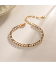 Titanium Steel Jewelry Bling Full Oval Cubic Zirconia Fashion Wholesale Women Stainless Steel Bracelet - Clear