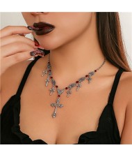 Halloween Jewelry Hip Pop Style Fashion Cross Pendant Tassel Wholesale Women Necklace