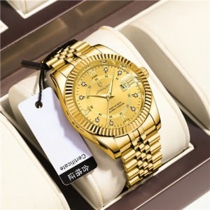 High Quality Stainless Steel Watch for Men Business Style Wholesale Fashion Quartz Men Watch - Golden
