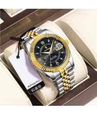 High Quality Stainless Steel Watch for Men Business Style Wholesale Fashion Quartz Men Watch - Golden Black