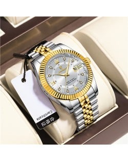 High Quality Stainless Steel Watch for Men Business Style Wholesale Fashion Quartz Men Watch - Golden White