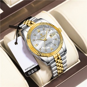 High Quality Stainless Steel Watch for Men Business Style Wholesale Fashion Quartz Men Watch - Golden White