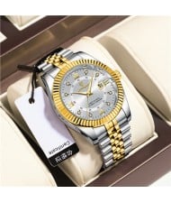 High Quality Stainless Steel Watch for Men Business Style Wholesale Fashion Quartz Men Watch - Golden White