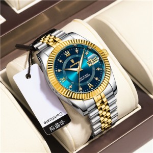 High Quality Stainless Steel Watch for Men Business Style Wholesale Fashion Quartz Men Watch - Golden Blue