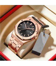 High Quality Stainless Steel Waterproof Watch for Men Heptagon Design Wholesale Men Watch - Black