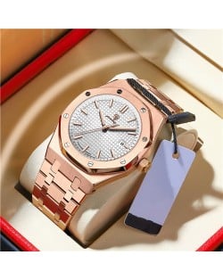 High Quality Stainless Steel Waterproof Watch for Men Heptagon Design Wholesale Men Watch - White