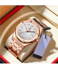 High Quality Stainless Steel Waterproof Watch for Men Heptagon Design Wholesale Men Watch - White