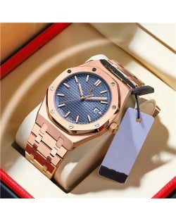 High Quality Stainless Steel Waterproof Watch for Men Heptagon Design Wholesale Men Watch - Blue