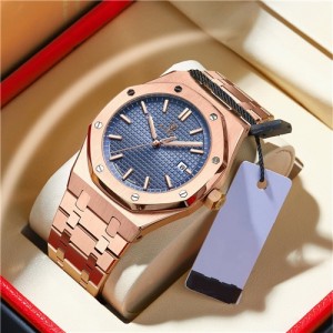 High Quality Stainless Steel Waterproof Watch for Men Heptagon Design Wholesale Men Watch - Blue