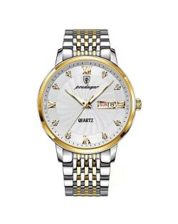 High Quality Stainless Steel Watch for Men Business Style Popular Wholesale Men Watch - Golden White