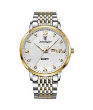 High Quality Stainless Steel Watch for Men Business Style Popular Wholesale Men Watch - Golden White