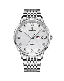 High Quality Stainless Steel Watch for Men Business Style Popular Wholesale Men Watch - Silver White