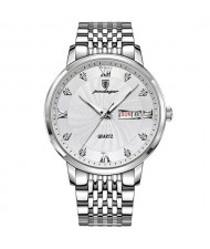 High Quality Stainless Steel Watch for Men Business Style Popular Wholesale Men Watch - Silver White