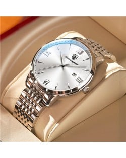 High Quality Simple Design Stainless Steel Watch for Men Fashion Wholesale Men Watch - White