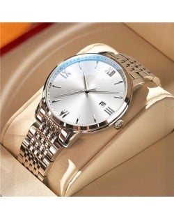 High Quality Simple Design Stainless Steel Watch for Men Fashion Wholesale Men Watch - White