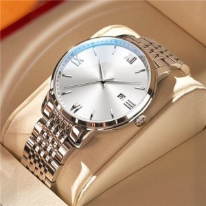 High Quality Simple Design Stainless Steel Watch for Men Fashion Wholesale Men Watch - White