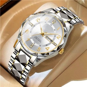High Quality Simple Design Stainless Steel Watch for Men Fashion Wholesale Men Watch - Golden White