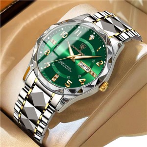 High Quality Simple Design Stainless Steel Watch for Men Fashion Wholesale Men Watch - Golden Green