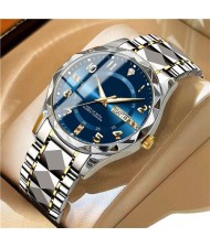 High Quality Simple Design Stainless Steel Watch for Men Fashion Wholesale Men Watch - Golden Blue