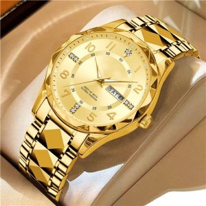 High Quality Simple Design Stainless Steel Watch for Men Fashion Wholesale Men Watch - Golden