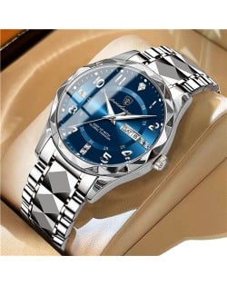 High Quality Simple Design Stainless Steel Watch for Men Fashion Wholesale Men Watch - Silver Blue