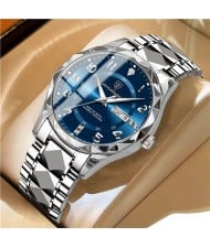 High Quality Simple Design Stainless Steel Watch for Men Fashion Wholesale Men Watch - Silver Blue