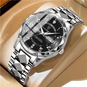 High Quality Simple Design Stainless Steel Watch for Men Fashion Wholesale Men Watch - Silver Black